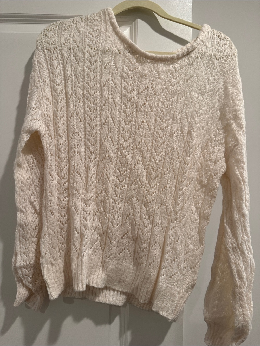 Women’s Cream Knit Pointelle Sweater